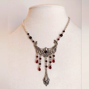 Elegant Silver and Red Necklace
